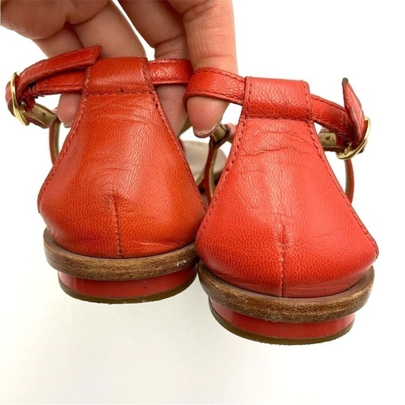 COACH Thong Sandals Sierra A8535 Flowers Orange Leather Sz 5B - Picture 6 of 8